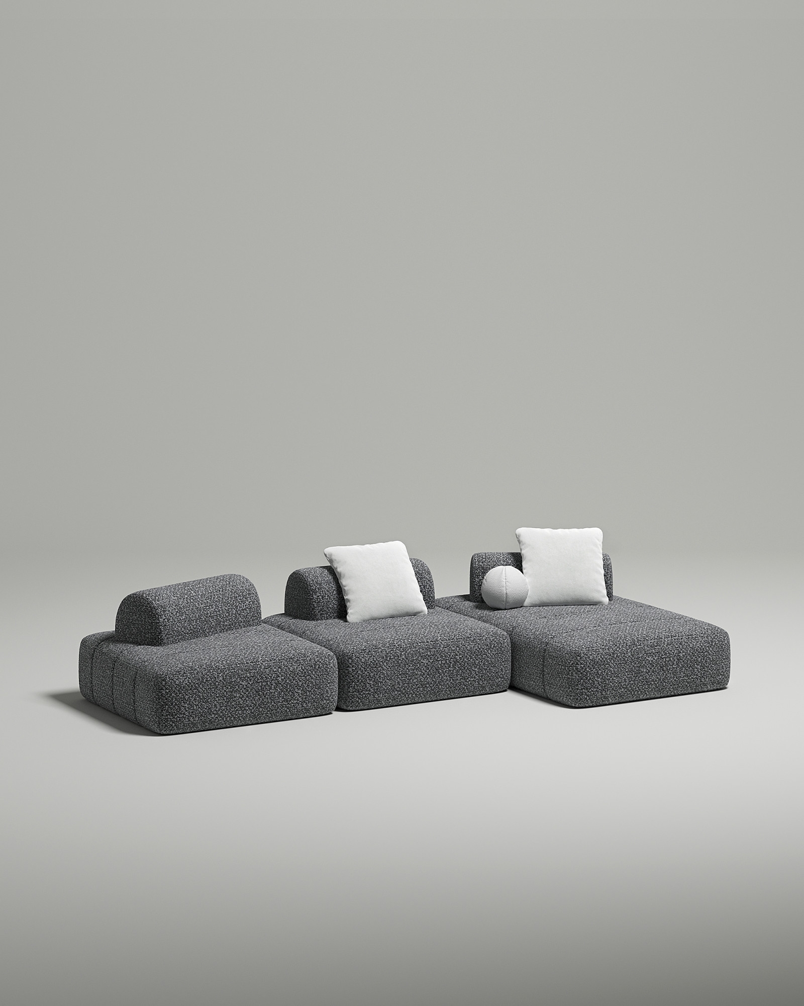 Стильный модульный диван Vandeman угловой. Материал: Букле. Цвет: Серый Стильный модульный диван Vandeman угловой. Материал: Букле. Цвет: Серый