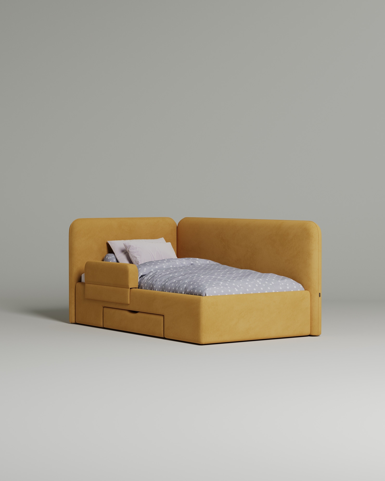 Кровать Tarmo под матрас 100x200 с мягким изголовьем и ящиком для хранения белья. Материал: Elixir 560 (искусственная замша) Кровать Tarmo под матрас 100x200 с мягким изголовьем и ящиком для хранения белья. Материал: искусственная замша - Elixir 560