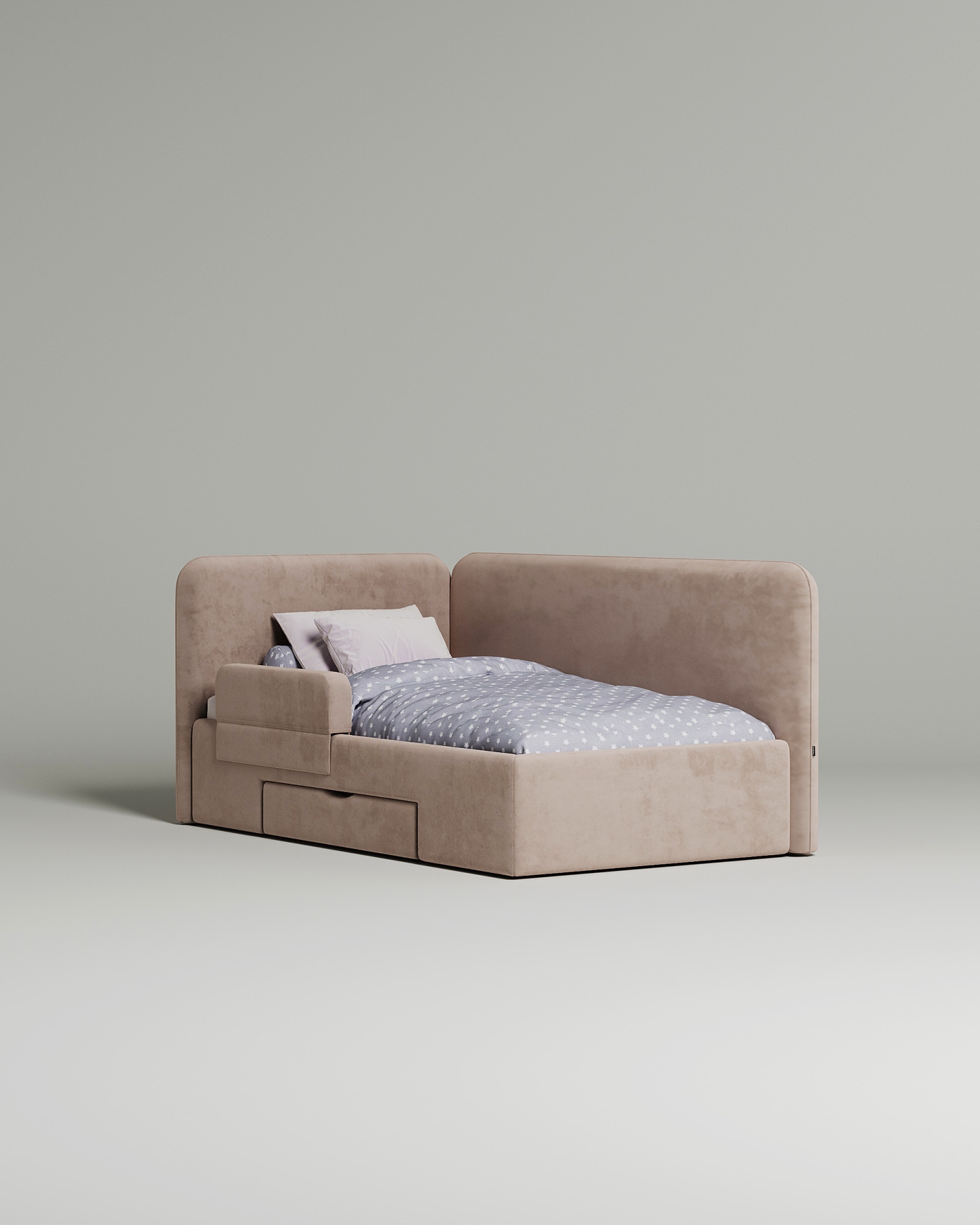 Кровать Tarmo под матрас 100x200 с мягким изголовьем и ящиком для хранения белья. Материал: Velutto 05 (велюр) Кровать Tarmo под матрас 100x200 с мягким изголовьем и ящиком для хранения белья. Материал: велюр - Velutto 05