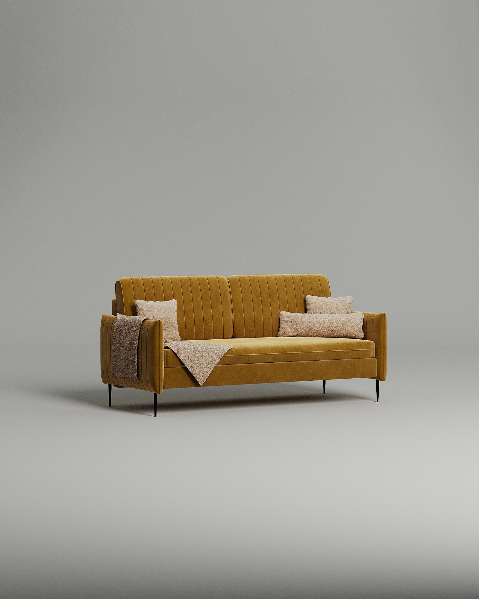 Стильный прямой диван Handy. Материал: Велюр. Цвет: Желтый Стильный прямой диван Handy. Материал: Велюр. Цвет: Желтый