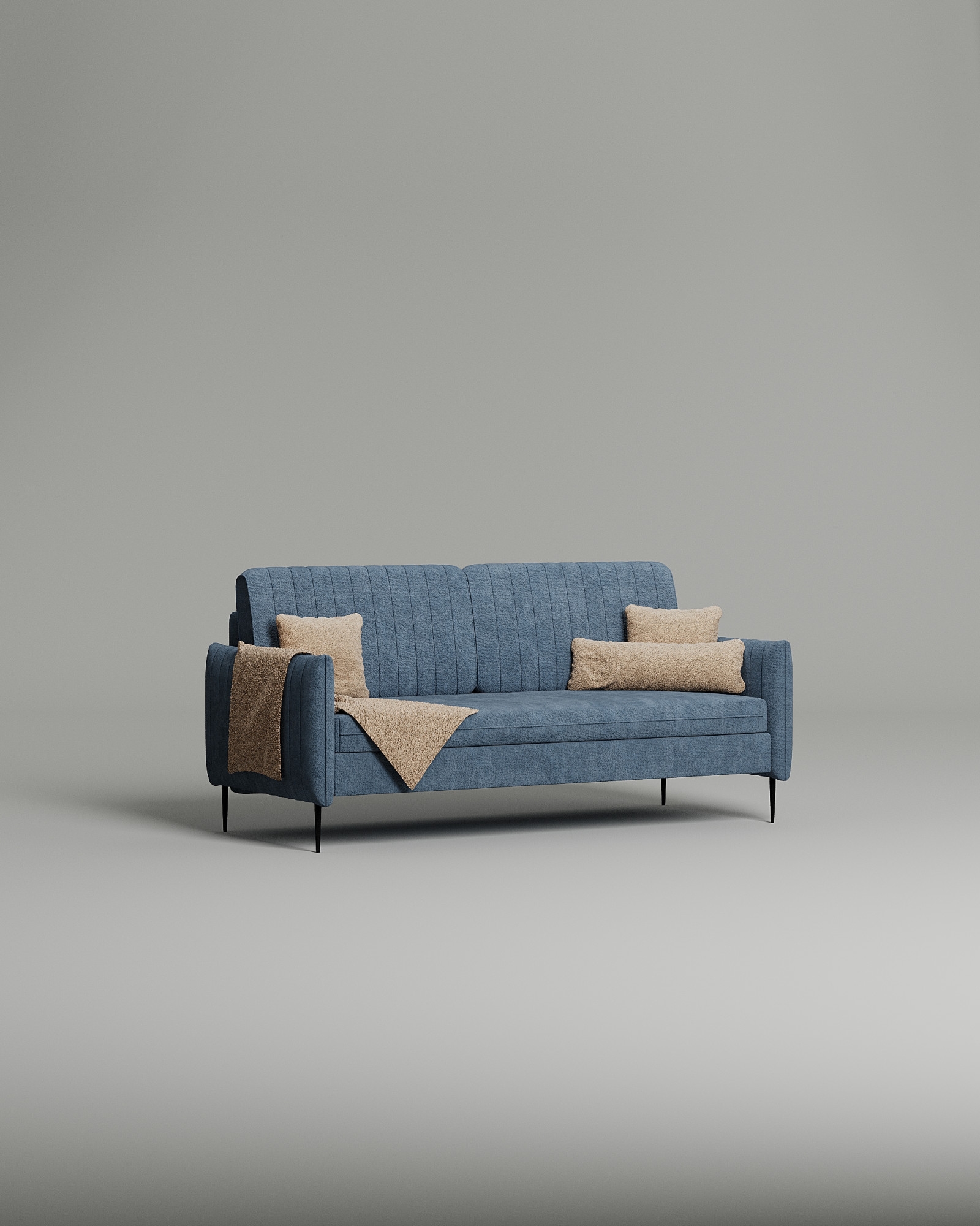 Стильный прямой диван Handy. Материал: Искусственная замша. Цвет: Синий Стильный прямой диван Handy. Материал: Искусственная замша. Цвет: Синий