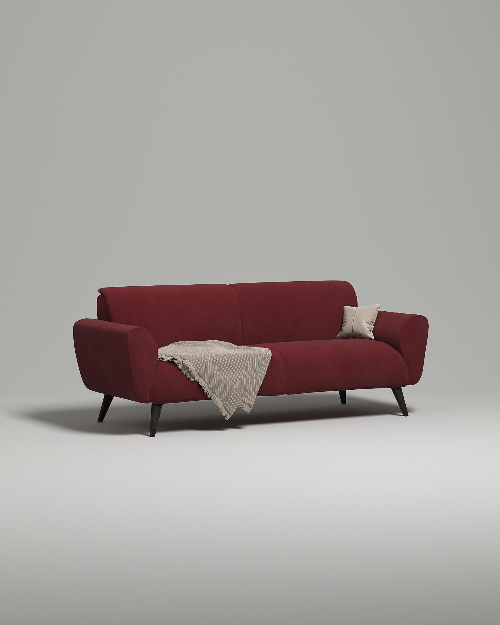 Стильный прямой диван Nillsen. Материал: Велюр. Цвет: Бордо Стильный прямой диван Nillsen. Материал: Велюр. Цвет: Бордо