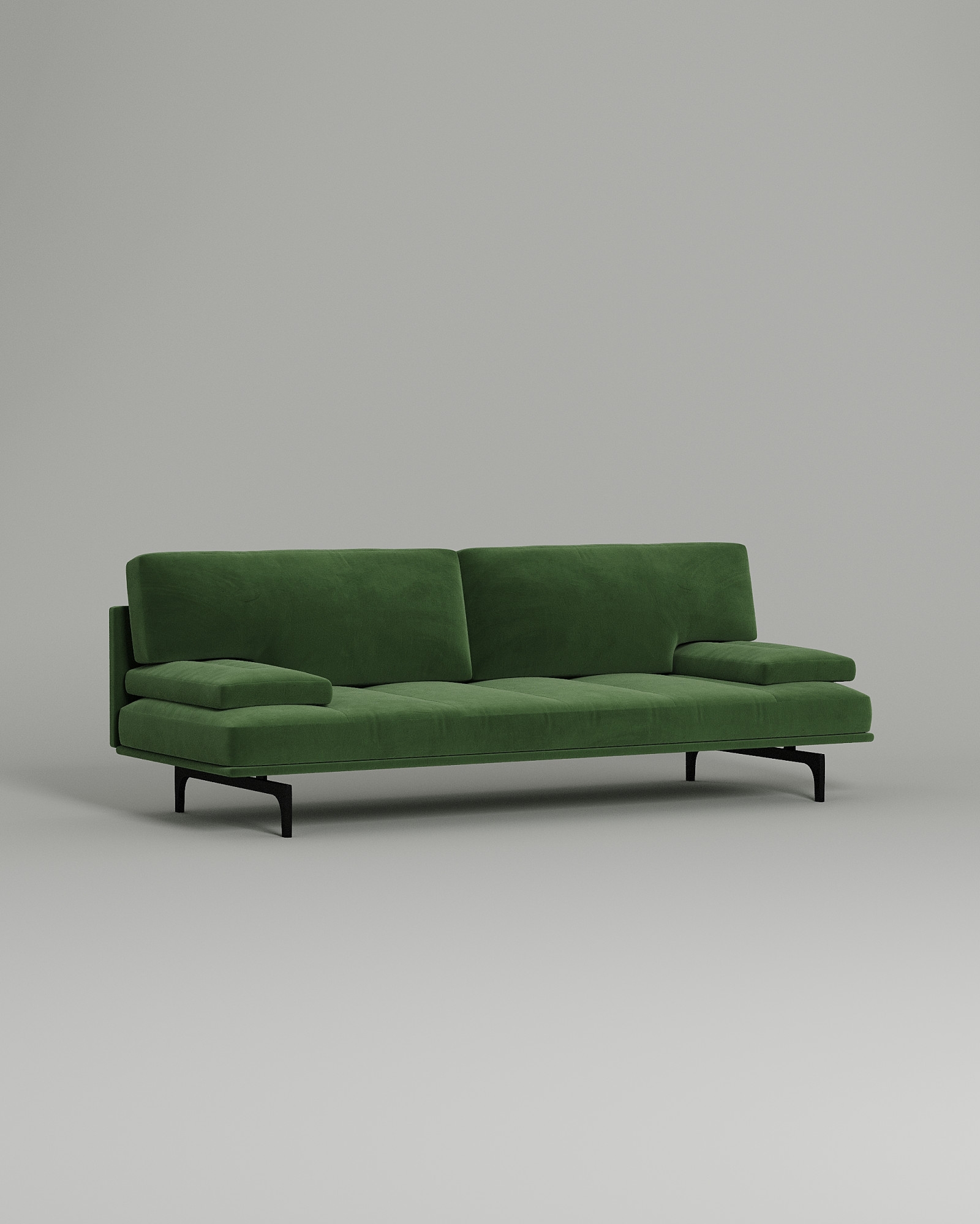 Стильный прямой диван Visby. Материал: Велюр. Цвет: Зеленый Стильный прямой диван Visby. Материал: Велюр. Цвет: Зеленый