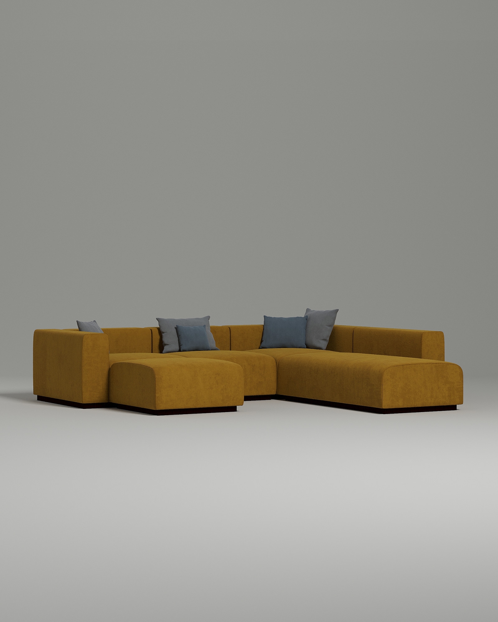 Стильный модульный диван Ronny модульный. Материал: Искусственная замша. Цвет: Горчичный Стильный модульный диван Ronny модульный. Материал: Искусственная замша. Цвет: Горчичный