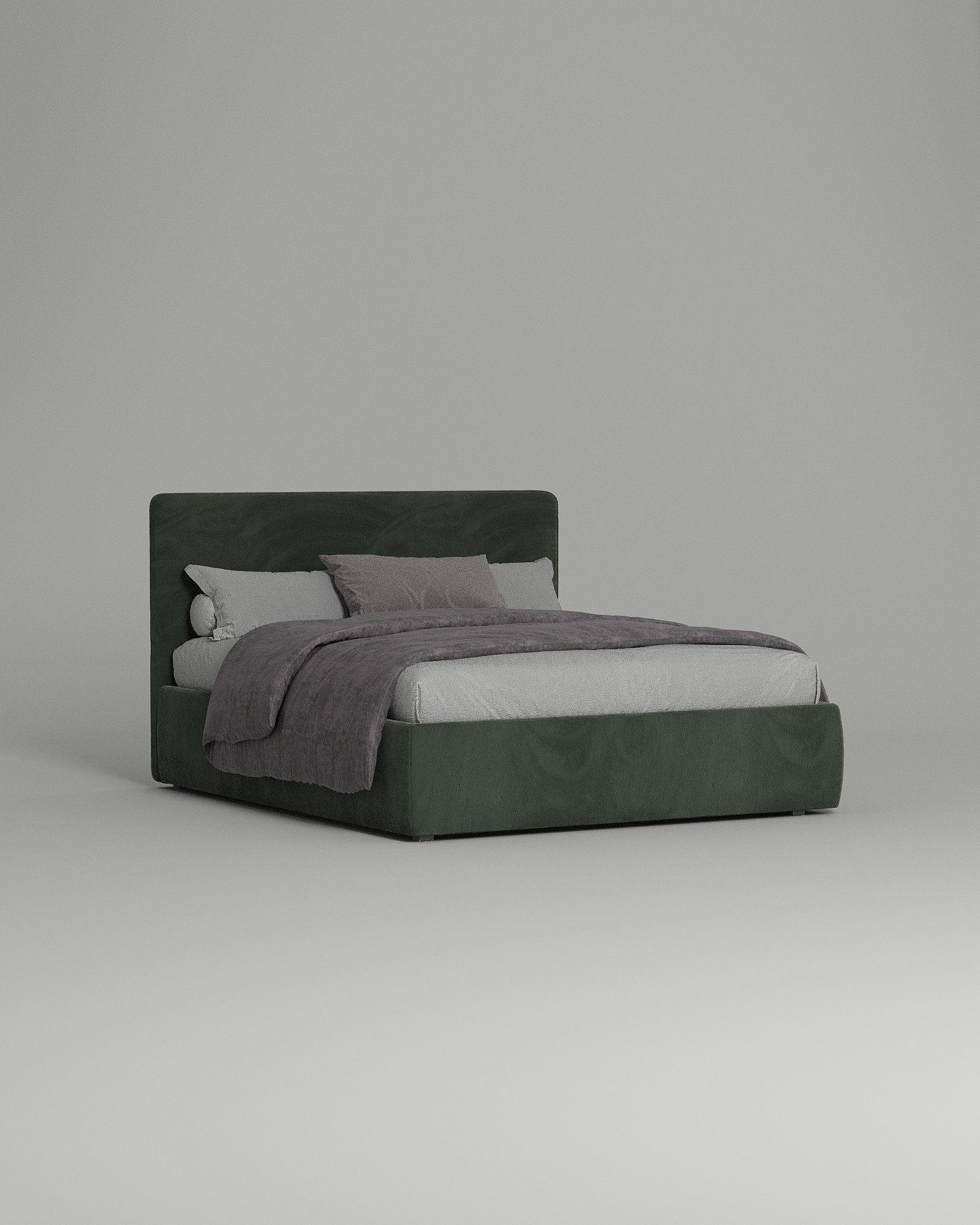 Кровать Oksitania под матрас 160x200 с мягким изголовьем и ящиком для хранения белья. Материал: Novus 695 (велюр) Кровать Oksitania под матрас 160x200 с мягким изголовьем и ящиком для хранения белья. Материал: велюр - Novus 695