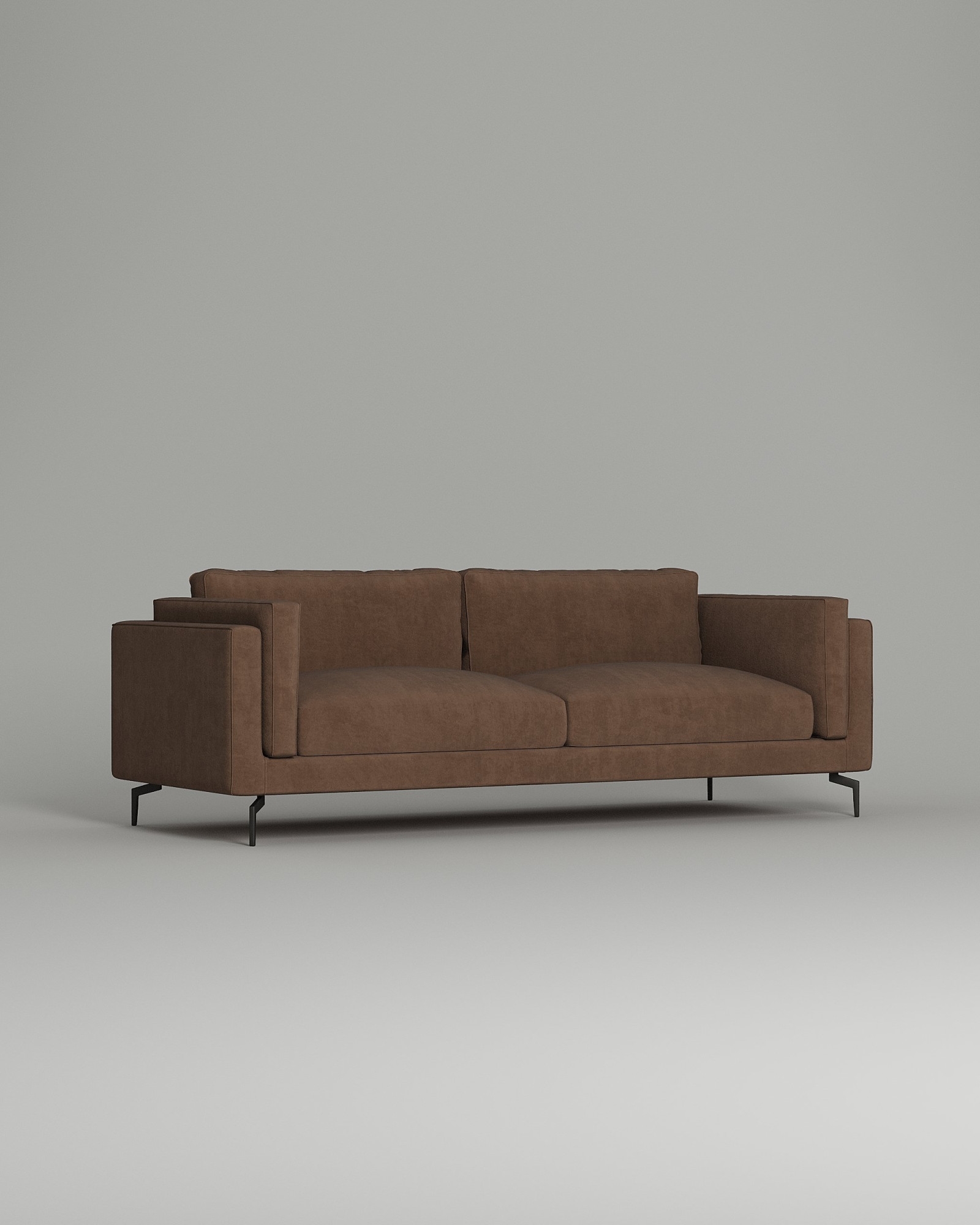 Стильный прямой диван Fosse. Материал: Искусственная замша. Цвет: Коричневый Стильный прямой диван Fosse. Материал: Искусственная замша. Цвет: Коричневый