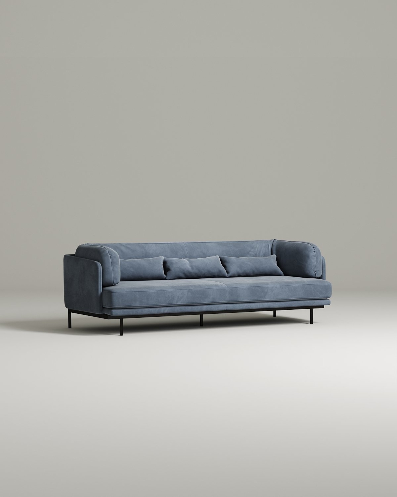 Стильный прямой диван Kemi. Материал: Велюр. Цвет: Синий Стильный прямой диван Kemi. Материал: Велюр. Цвет: Синий