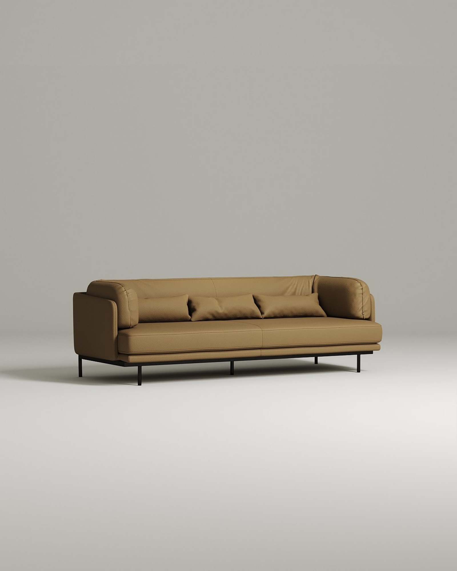 Стильный прямой диван Kemi. Материал: Искусственная кожа. Цвет: Бежевый Стильный прямой диван Kemi. Материал: Искусственная кожа. Цвет: Бежевый