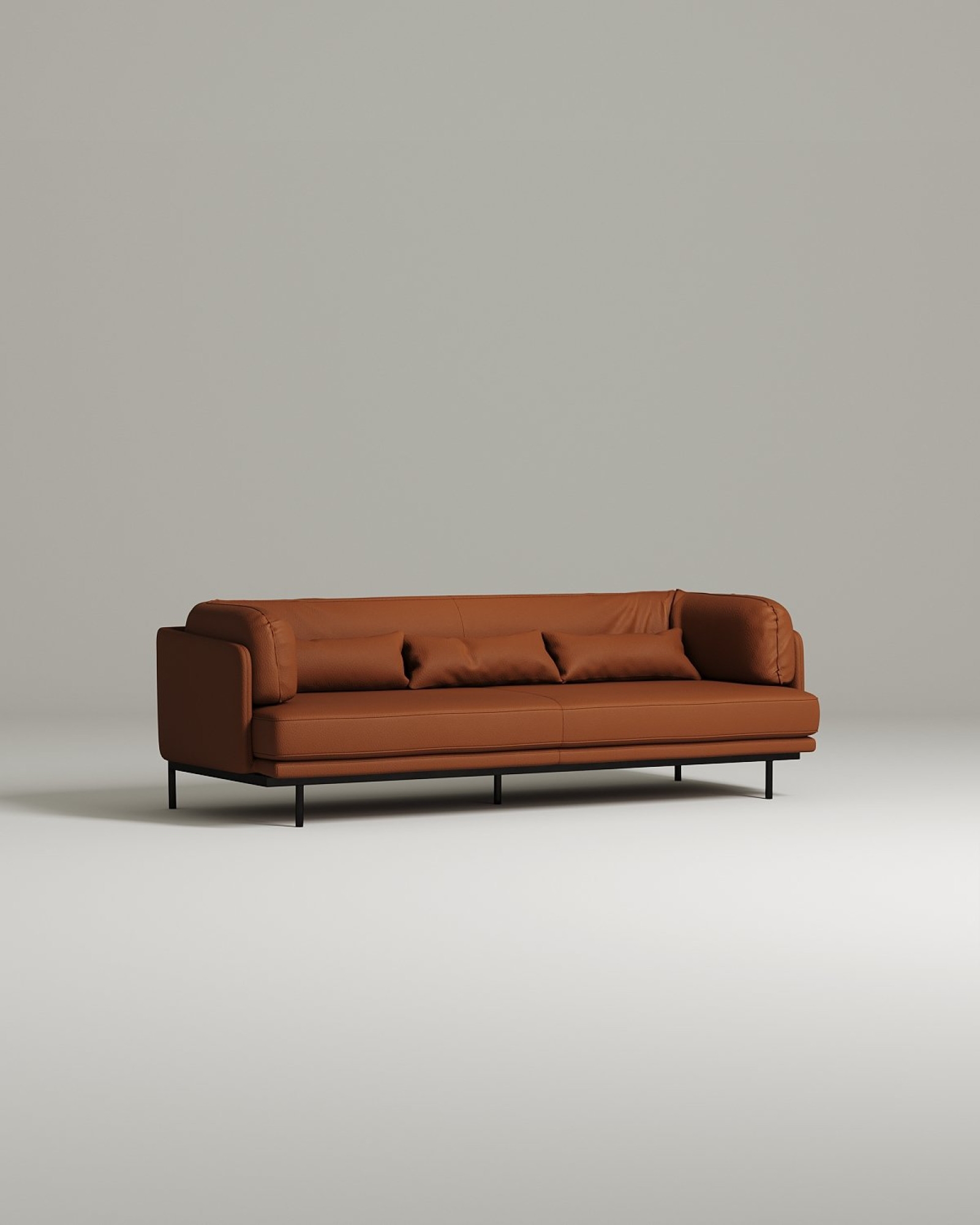 Стильный прямой диван Kemi. Материал: Искусственная кожа. Цвет: Коричневый Стильный прямой диван Kemi. Материал: Искусственная кожа. Цвет: Коричневый