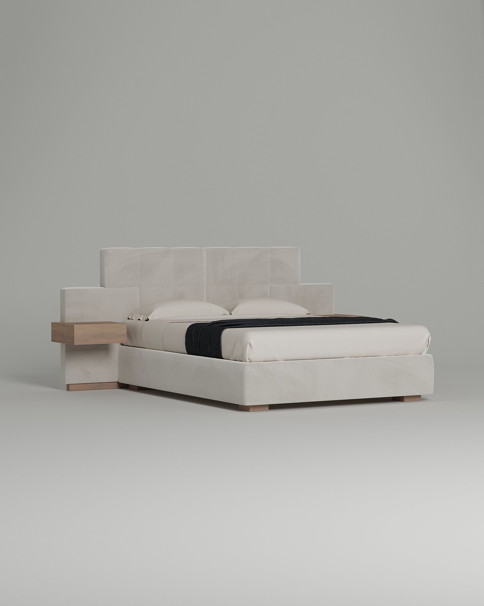 Кровать Hanssen под матрас 200x200 с мягким изголовьем и ящиком для хранения белья. Материал: Velutto 01 (велюр) Кровать Hanssen под матрас 200x200 с мягким изголовьем и ящиком для хранения белья. Материал: велюр - Velutto 01