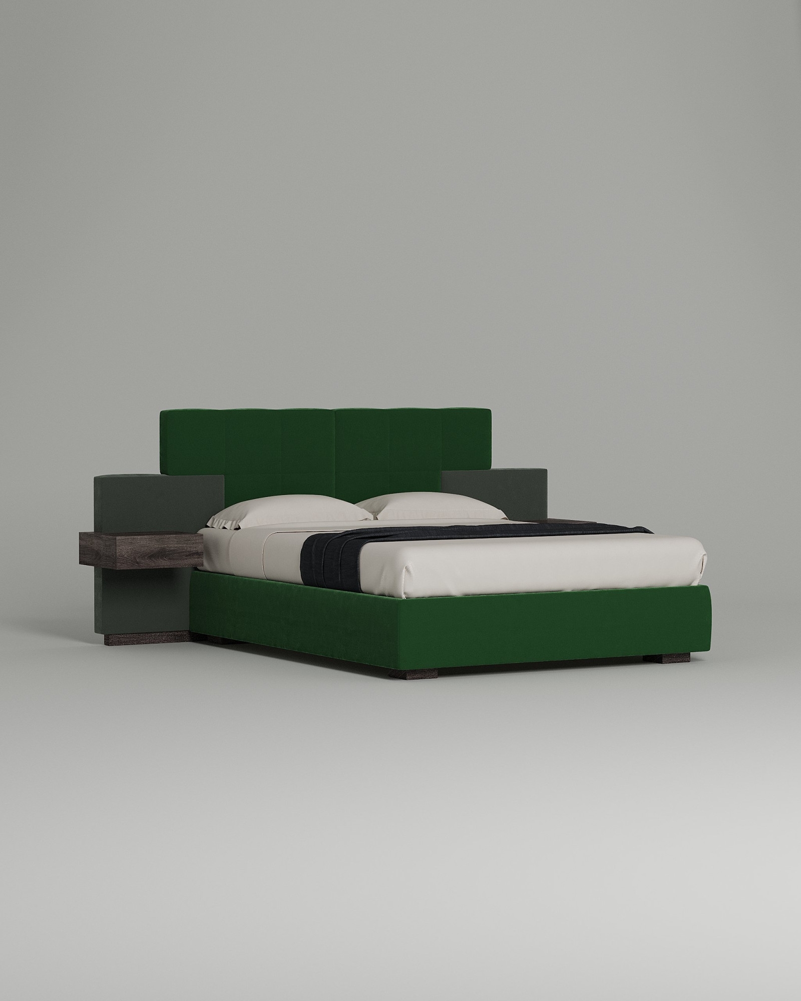 Кровать Hanssen под матрас 160x200 с мягким изголовьем и ящиком для хранения белья. Материал: Novus 659 (велюр) Кровать Hanssen под матрас 160x200 с мягким изголовьем и ящиком для хранения белья. Материал: велюр - Novus 659