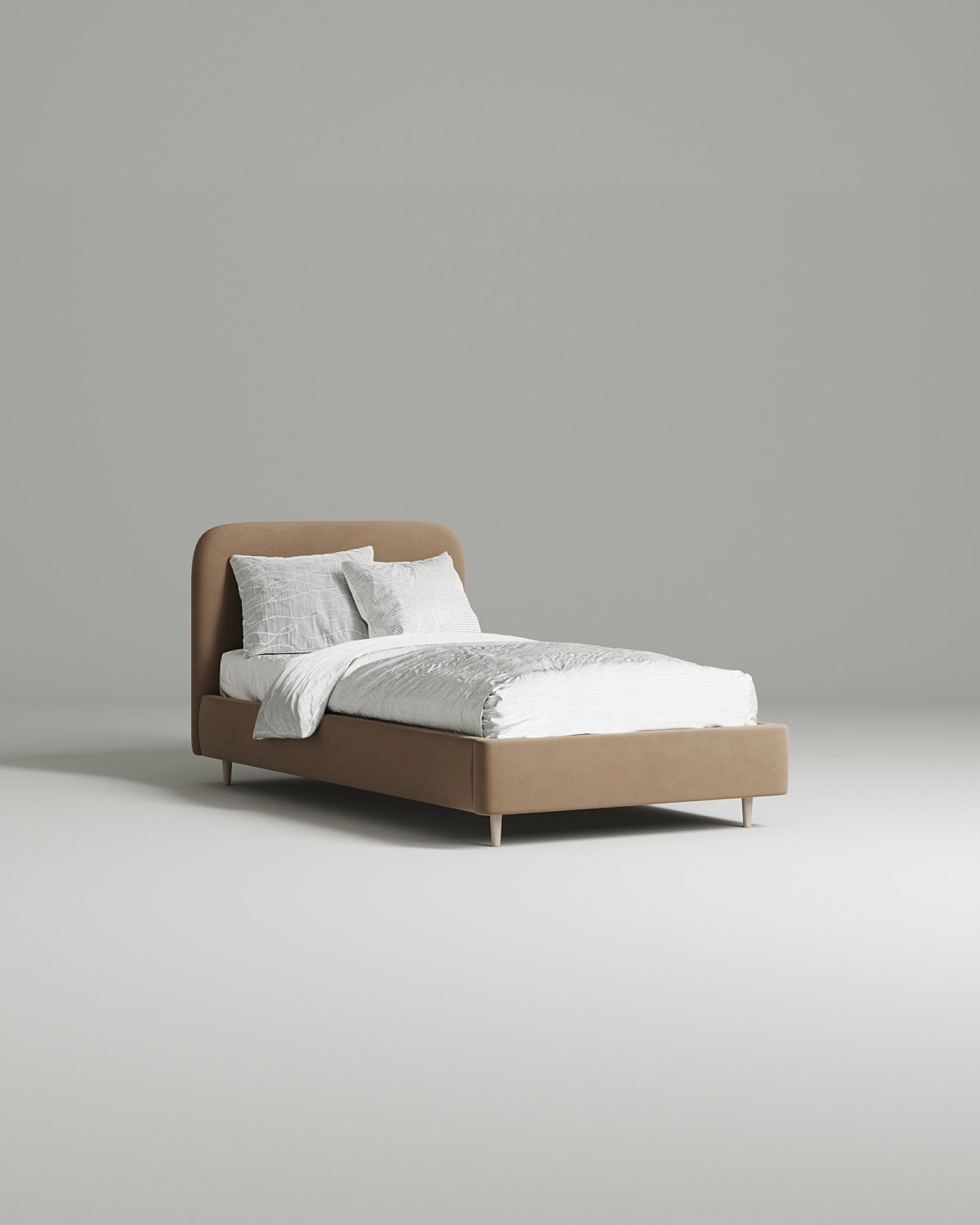 Кровать Modo под матрас 90x200 с мягким изголовьем без ящика для белья. Материал: Novus 230 (велюр) Кровать Modo под матрас 90x200 с мягким изголовьем без ящика для белья. Материал: велюр - Novus 230