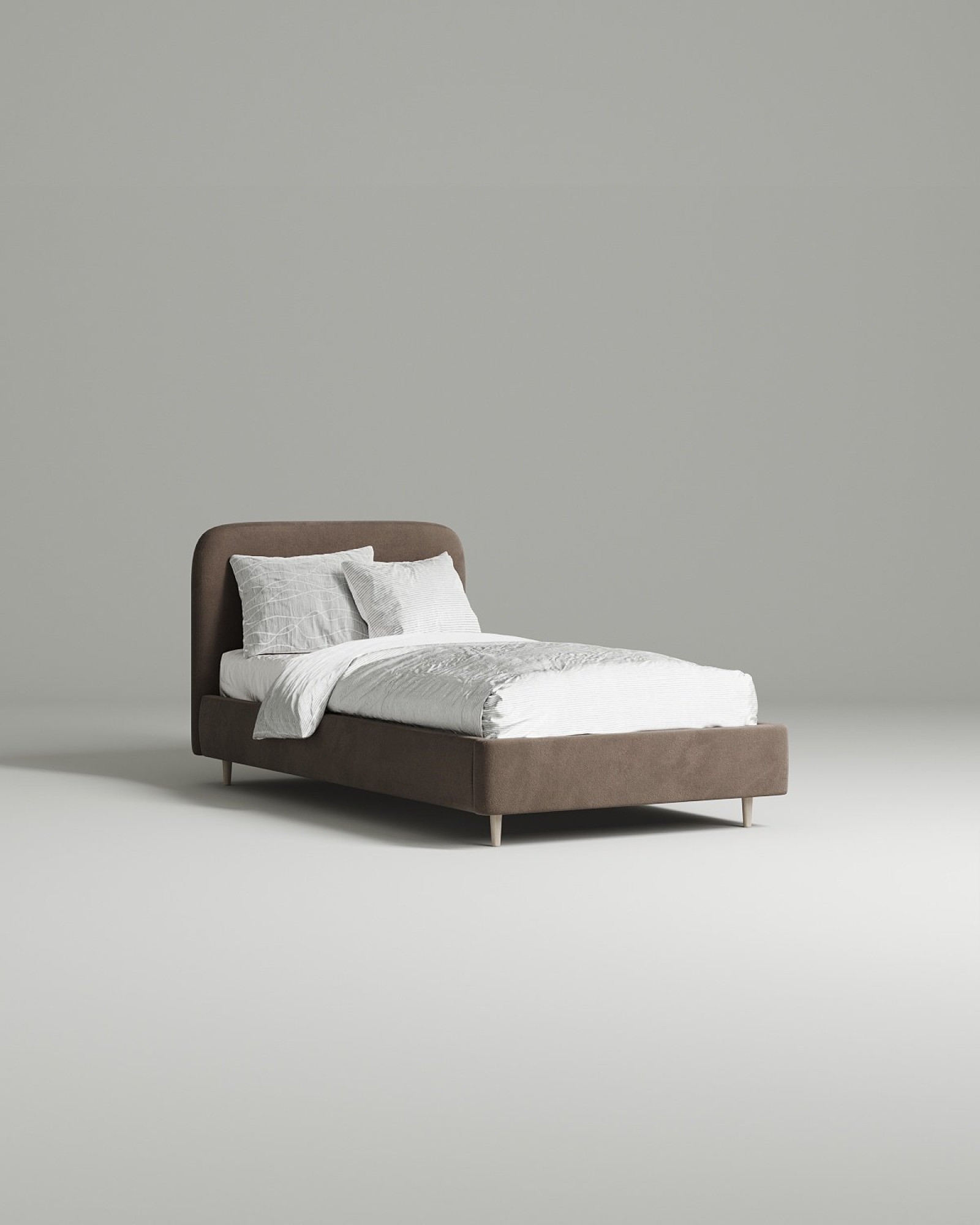 Кровать Modo под матрас 120x200 с мягким изголовьем без ящика для белья. Материал: Novus 236 (велюр) Кровать Modo под матрас 120x200 с мягким изголовьем без ящика для белья. Материал: велюр - Novus 236