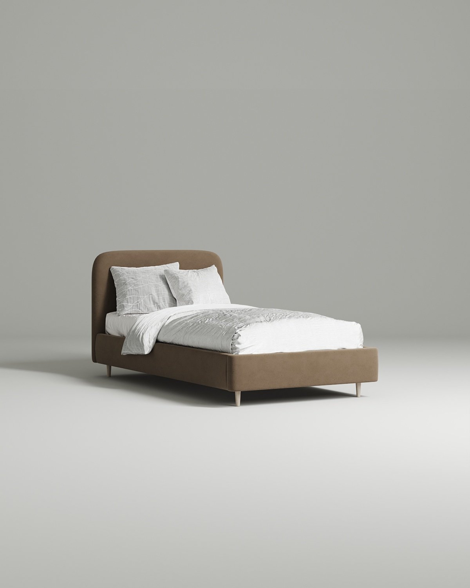 Кровать Modo под матрас 120x200 с мягким изголовьем без ящика для белья. Материал: Avatar 230 (велюр) Кровать Modo под матрас 120x200 с мягким изголовьем без ящика для белья. Материал: велюр - Avatar 230