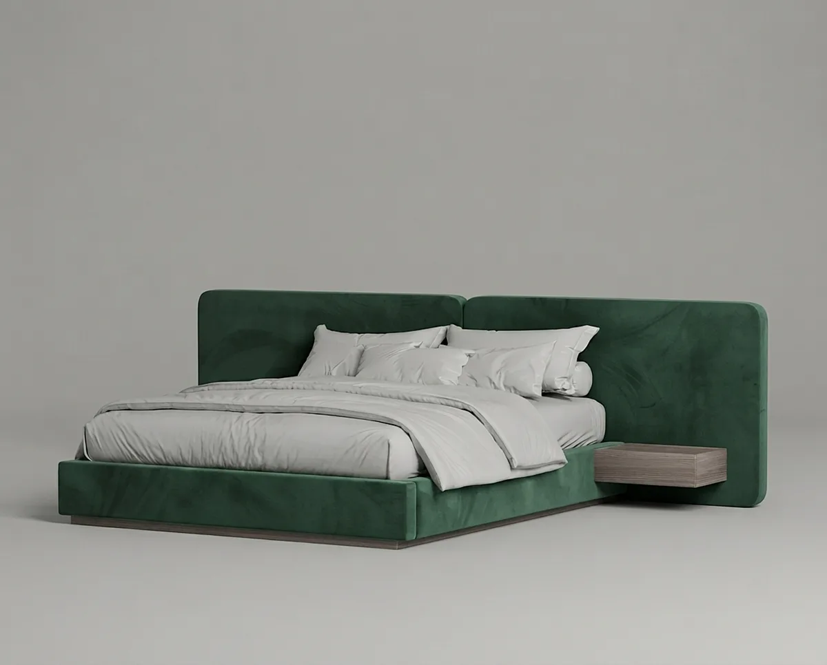 Двуспальная кровать Айри 180x200 с мягким изголовьем (зеленый велюр) Кровать двуспальная Айри с мягким изголовьем (зеленый велюр)