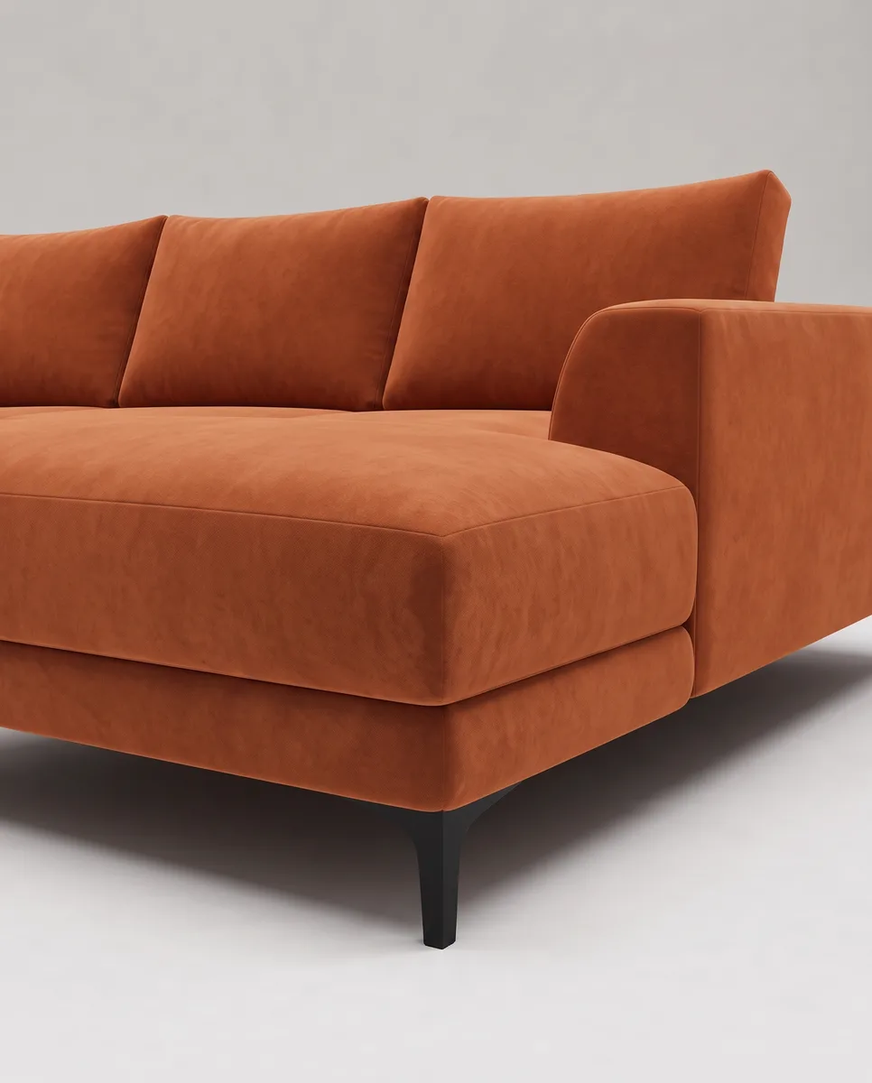 Угловой диван Индастриал терракотового цвета