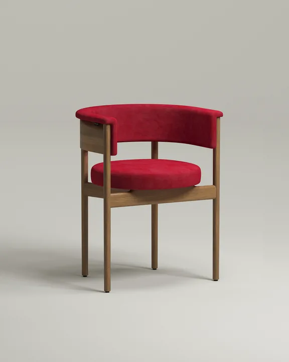 Удобный стул Далвен. Материал: велюр. Цвет: красный (Velutto 38)