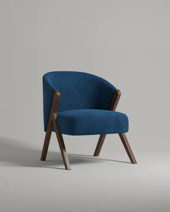 Кресло Альдо на ножках без подлокотников (синий велюр - Velutto 26) от Kalibroom