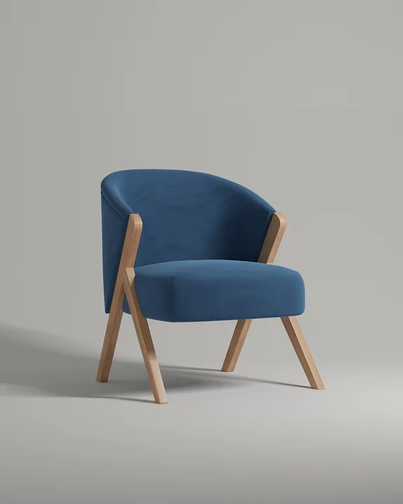 Кресло Альдо на ножках без подлокотников (синий велюр - Novus 785) от Kalibroom