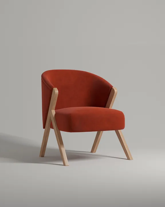 Кресло Альдо на ножках без подлокотников (велюр горчичного цвета - Premier 15) от Kalibroom