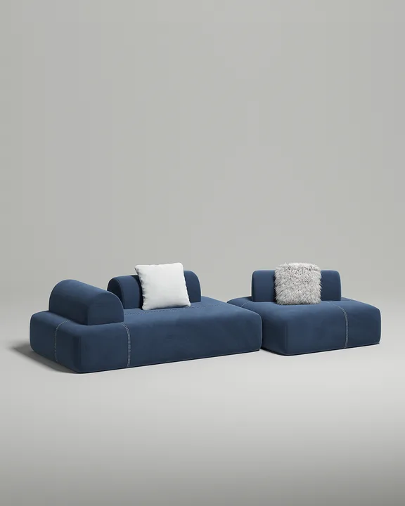 Стильный модульный диван Вандэман. Материал: Велюр. Цвет: Синий