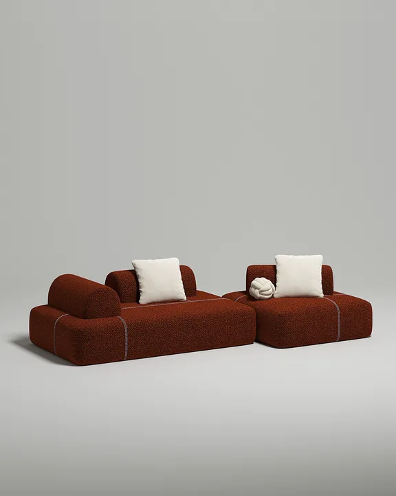 Стильный модульный диван Вандэман. Материал: Букле. Цвет: Терракотовый