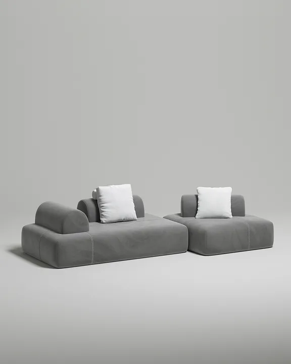 Стильный модульный диван Вандэман. Материал: Велюр. Цвет: Серый