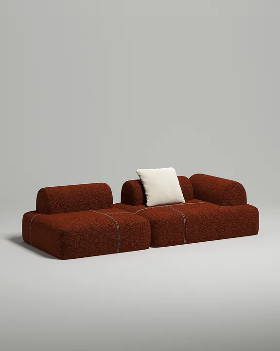 Стильный модульный диван Вандэман. Материал: Букле. Цвет: Терракотовый