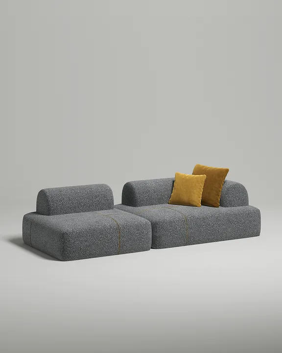 Стильный модульный диван Вандэман. Материал: Букле. Цвет: Серый