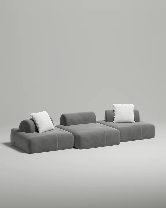 Стильный модульный диван Вандэман. Материал: Велюр. Цвет: Серый