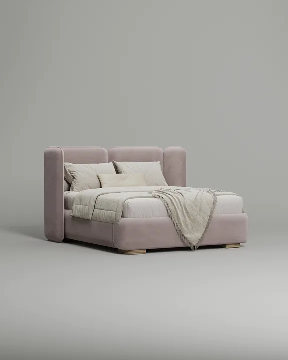 Кровать Нико под матрас 160x200 с мягким изголовьем и ящиком для хранения белья. Материал: Novus 810 (велюр) Кровать Нико под матрас 160x200 с мягким изголовьем и ящиком для хранения белья. Материал: велюр - Novus 810