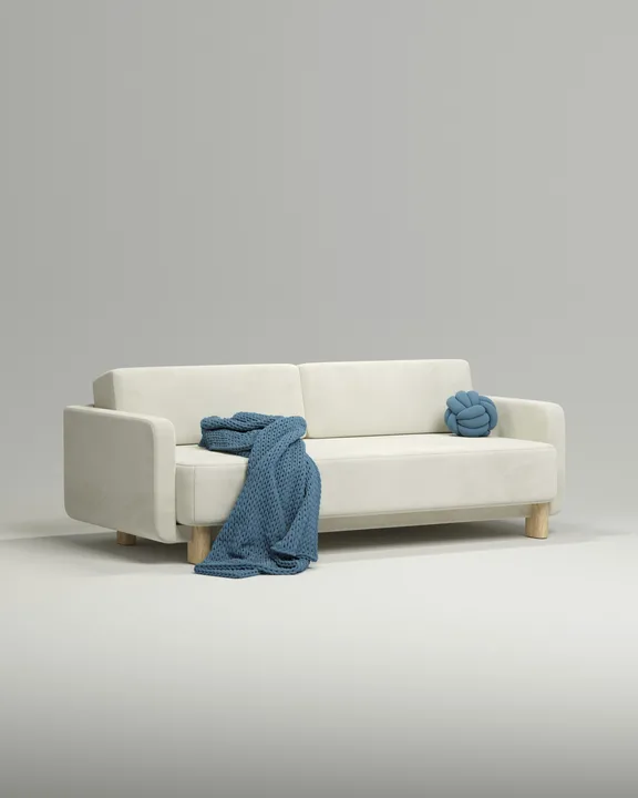 Стильный прямой диван Тинэль. Материал: Велюр. Цвет: Белый