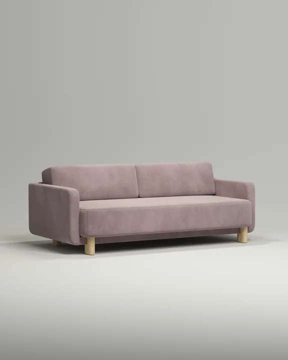 Стильный прямой диван Тинэль. Материал: Велюр. Цвет: Розовый