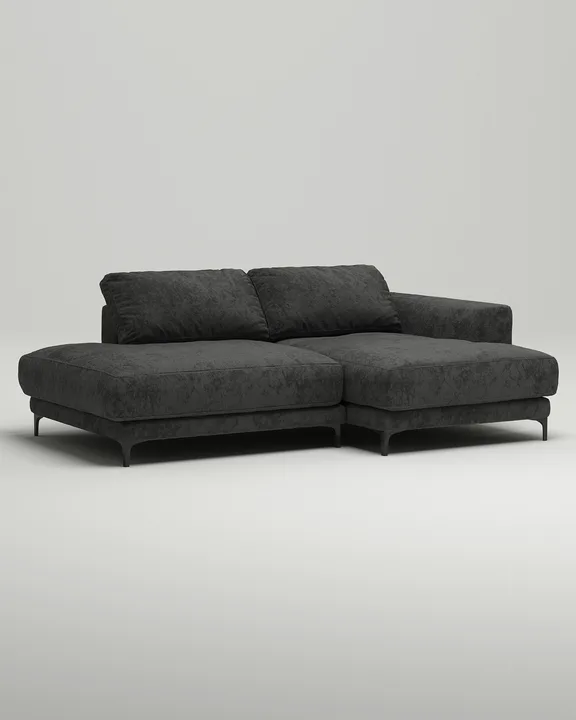 Стильный угловой диван Индастриал Мини. Материал: Велюр. Цвет: Черный