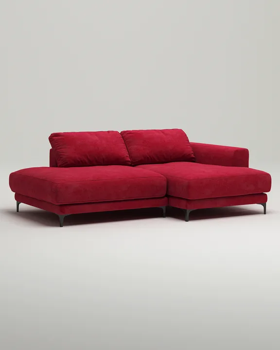 Стильный угловой диван Индастриал Мини. Материал: Велюр. Цвет: Красный
