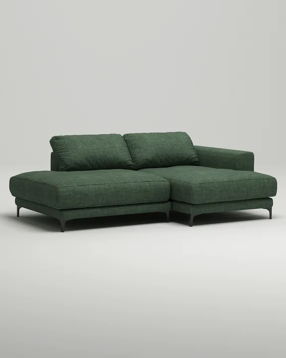 Стильный угловой диван Индастриал Мини. Материал: Шеннил. Цвет: Зеленый