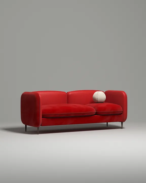Стильный прямой диван Нико. Материал: Велюр. Цвет: Красный Стильный прямой диван Нико. Материал: Велюр. Цвет: Красный