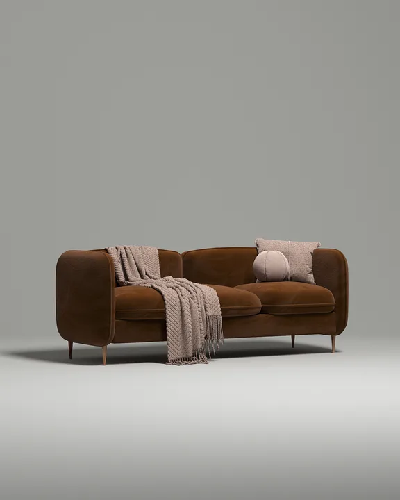 Стильный прямой диван Нико. Материал: Велюр. Цвет: Коричневый Стильный прямой диван Нико. Материал: Велюр. Цвет: Коричневый