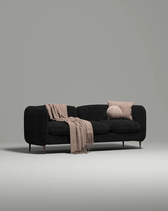 Стильный прямой диван Нико. Материал: Велюр. Цвет: Черный Стильный прямой диван Нико. Материал: Велюр. Цвет: Черный