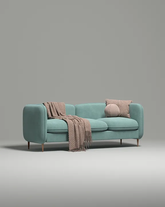 Стильный прямой диван Нико. Материал: Велюр. Цвет: Зеленый