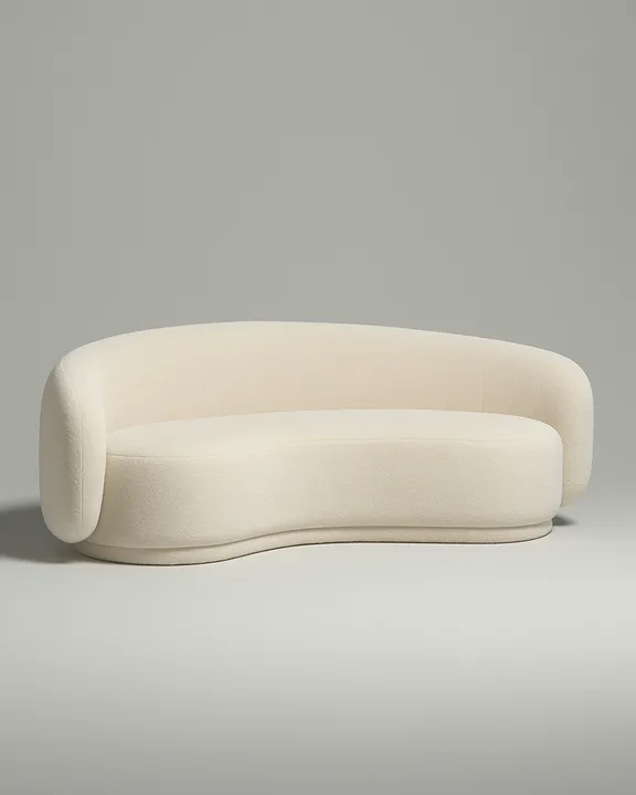 Стильный прямой диван Мэллоу. Материал: Велюр. Цвет: Белый