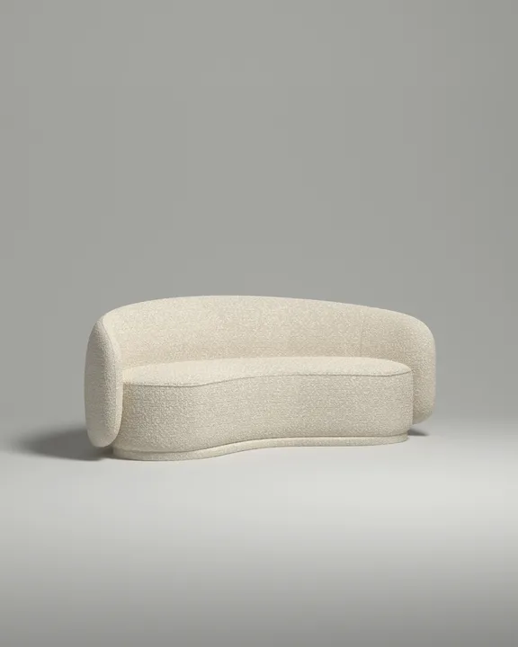 Стильный прямой диван Мэллоу. Материал: Букле. Цвет: Белый