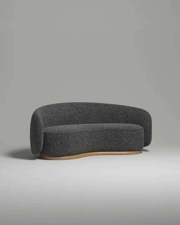 Стильный прямой диван Мэллоу. Материал: Букле. Цвет: Серый Стильный прямой диван Мэллоу. Материал: Букле. Цвет: Серый