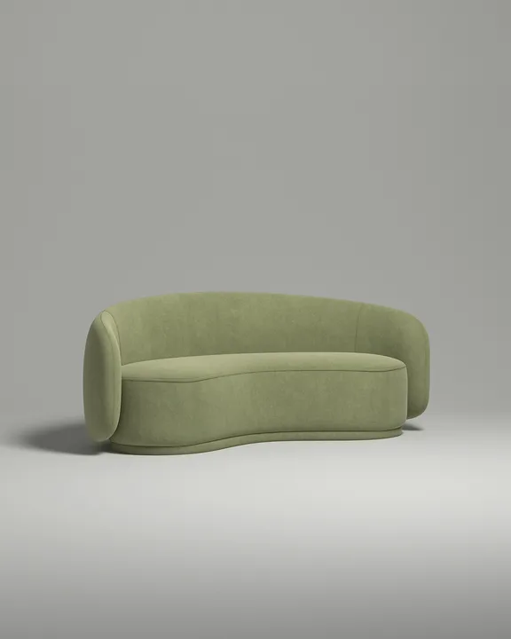 Стильный прямой диван Мэллоу. Материал: Велюр. Цвет: Зеленый