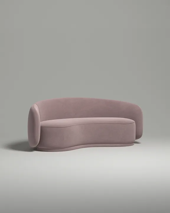 Стильный прямой диван Мэллоу. Материал: Велюр. Цвет: Розовый