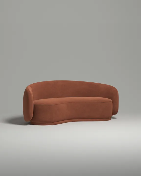 Стильный прямой диван Мэллоу. Материал: Велюр. Цвет: Терракотовый