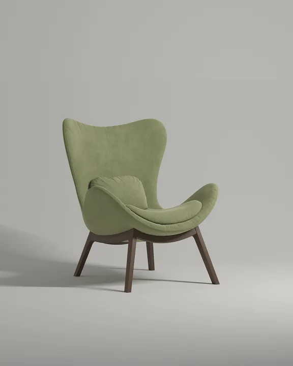 Кресло Хетхум на ножках без подлокотников (зеленый велюр - Velutto 30) от Kalibroom