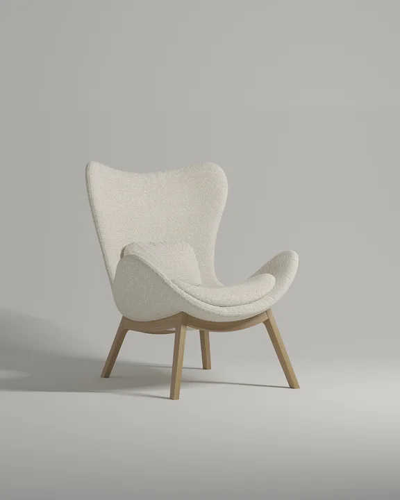 Кресло Хетхум на ножках без подлокотников (белое букле - Buckle white A) от Kalibroom