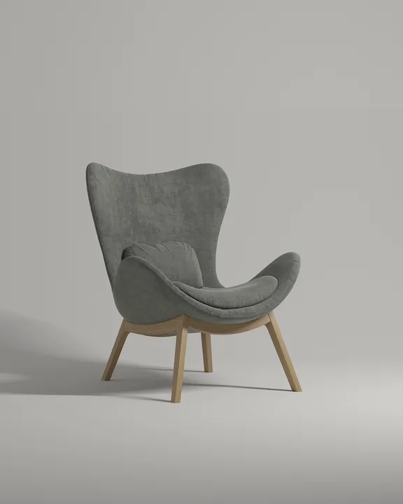 Кресло Хетхум на ножках без подлокотников (серый флок - Dania stone A) от Kalibroom