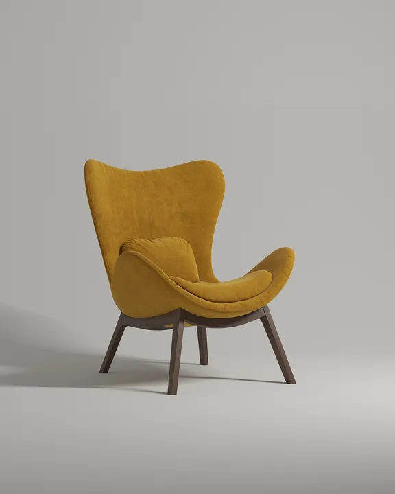 Кресло Хетхум на ножках без подлокотников (искусственная замша горчичного цвета - Elixir 560) от Kalibroom